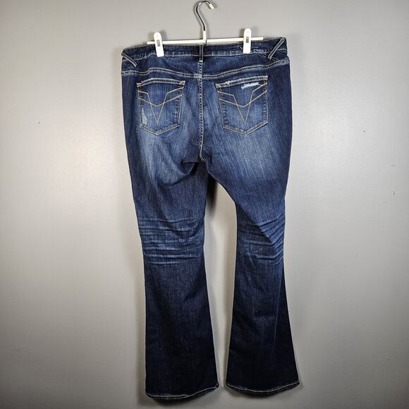 Vigoss Womens Jeans Chelsea Slim Boot Cut Blue Denim Dark Wash Destroyed Size 18 - Picture 2 of 8